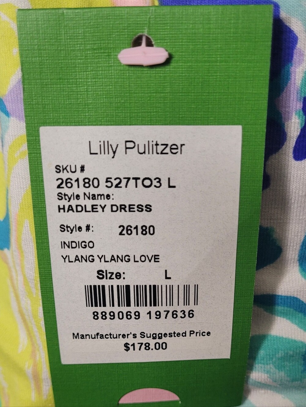 Lilly Pulitzer Hadley Dress In Indigo Ylang Ylang Love Size L NWT - Picture 14 of 14